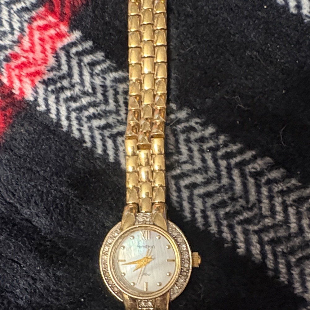 Armitron Gold Watch with Crystal Details